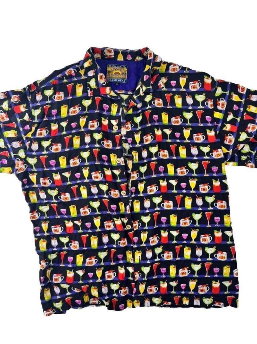Pusser's Island Wear Short Sleeve Button Down Shirt Cocktail Print XL